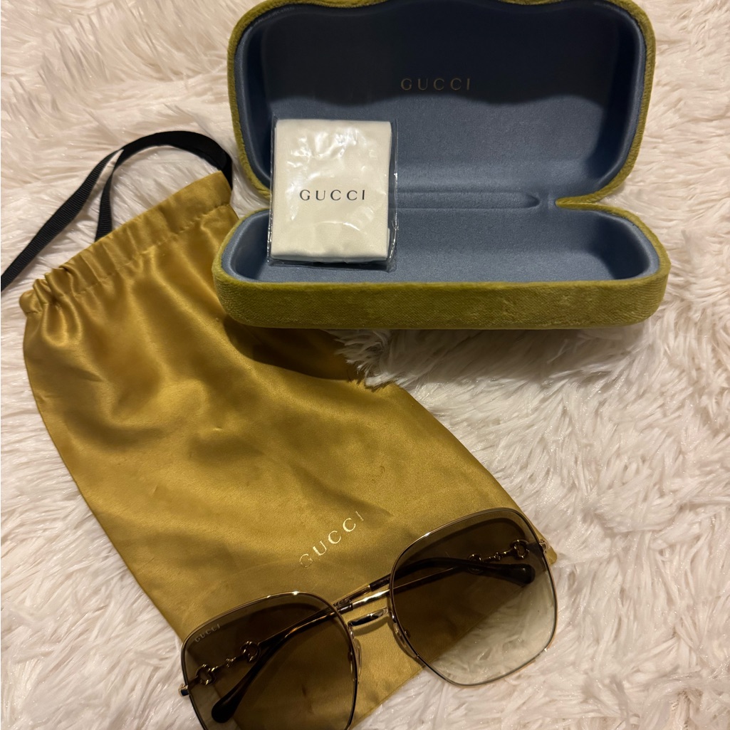 Gucci Gold And Brown Sunglasses